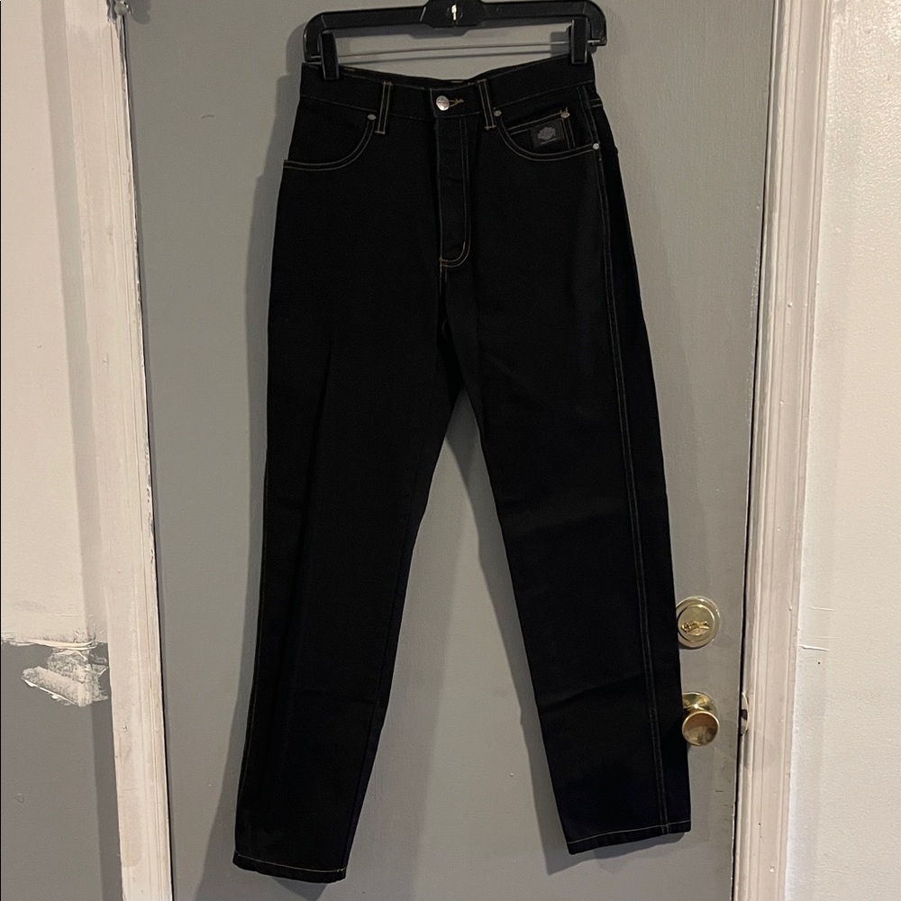 Harley-Davidson Black Denim‎ Pants with Contrast Stitching Size 4
